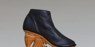 Exquisite Hand-Carved Wooden Platform Shoes