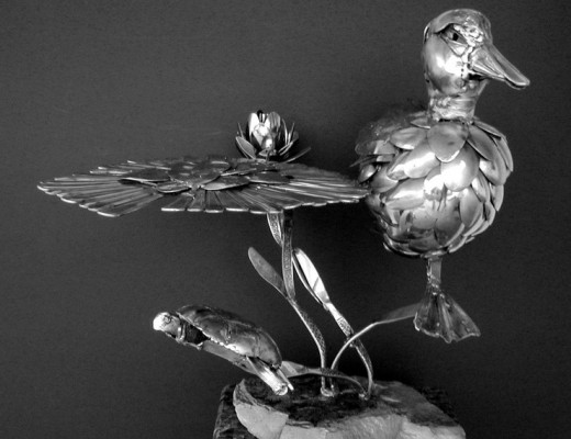 Gary Hovey's amazing animal sculptures made with welded flatware