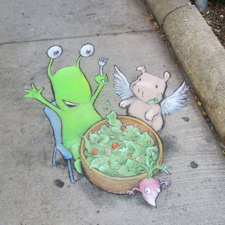 Colorful Chalk Drawings On The Streets Of Ann Arbor By David Zinn