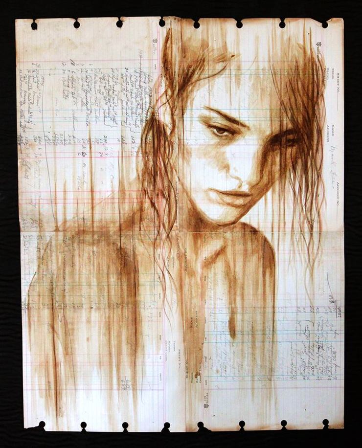 Beautiful Coffee and Ink Paintings On Century-Old Paper By Michael Aaron Williams