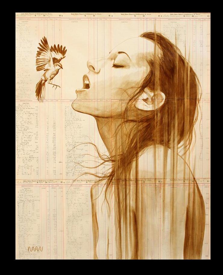 Beautiful Coffee and Ink Paintings On Century-Old Paper By Michael Aaron Williams