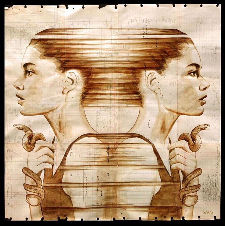 Beautiful Coffee and Ink Paintings On Century-Old Paper By Michael Aaron Williams