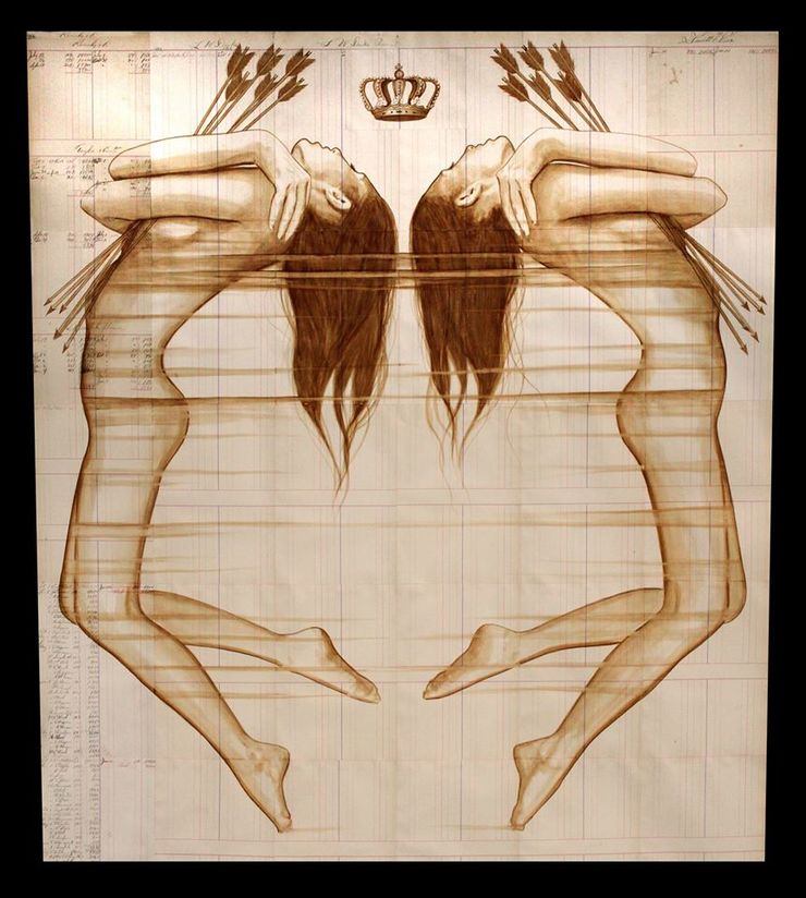 Beautiful Coffee and Ink Paintings On Century-Old Paper By Michael Aaron Williams