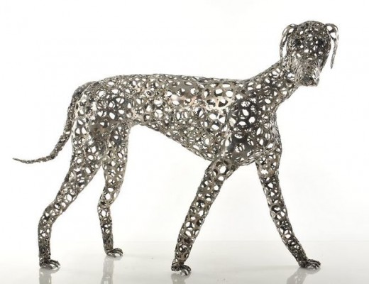 Unchained Dog Sculptures Made From Recycled Bicycle Chains