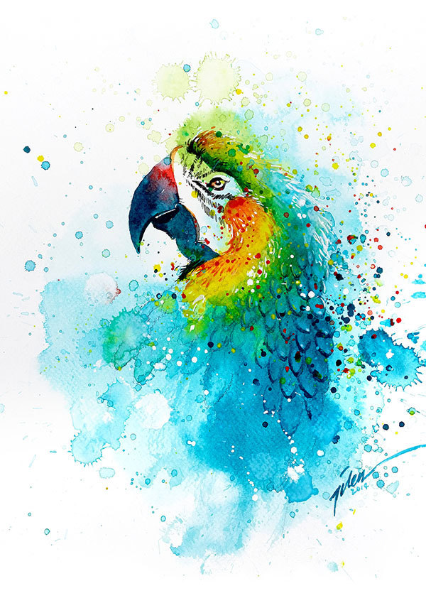 Vibrant Watercolor Animal Paintings by Tilen Ti