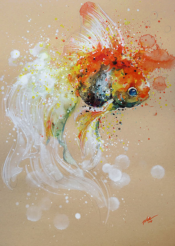 Vibrant Watercolor Animal Paintings by Tilen Ti