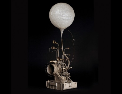 Intricate Cardboard Sculptures of Imaginative Flying Machines by Daniel Agdag
