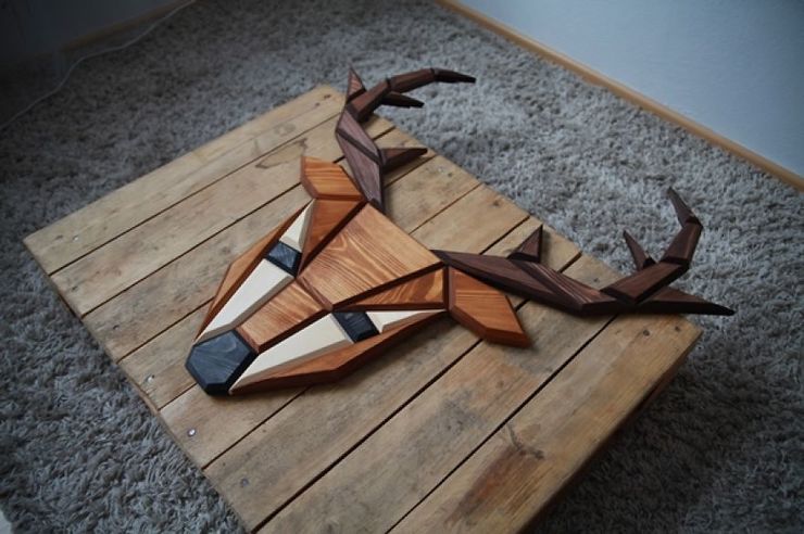 Wooden Zoo Geometric Animal Heads Made From Wood 