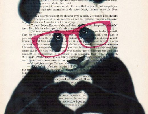 Humorous Animal Illustrations Painted On Antique French Paper