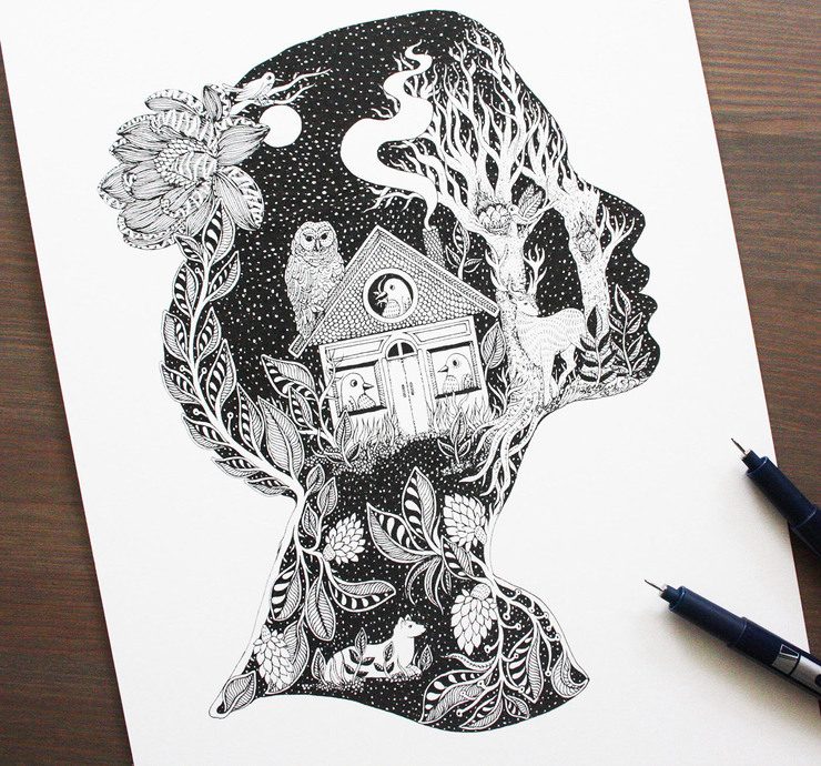Intricate pen and ink illustrations by Meni Chatzipanagiotou