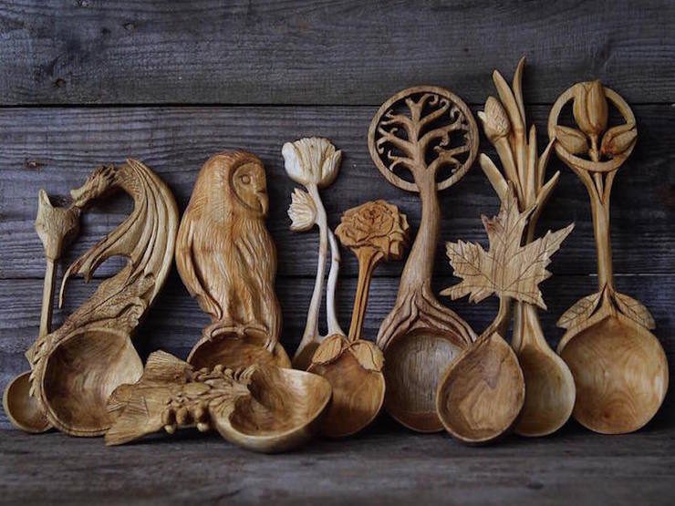 Nature Inspired Hand Carved Wooden Spoons By Giles Newman
