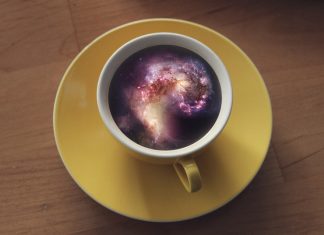 Surreal Illustrations Of Ocean Waves And Galaxies In Coffee Cups by Victoria Siemer