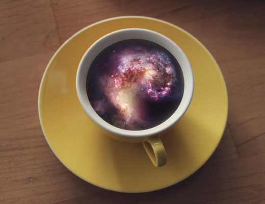 Surreal Illustrations Of Ocean Waves And Galaxies In Coffee Cups by Victoria Siemer