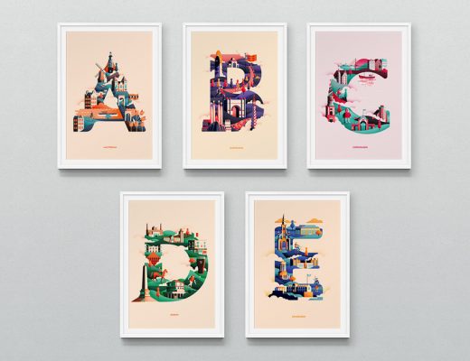 Wanderlust Alphabet Creative Typography Illustrations by Jack Daly