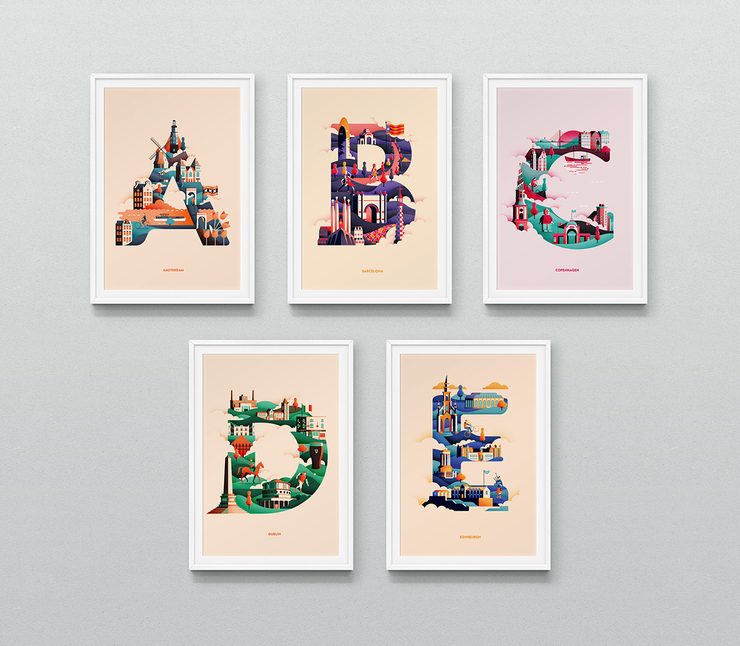 Wanderlust Alphabet Creative Typography Illustrations by Jack Daly