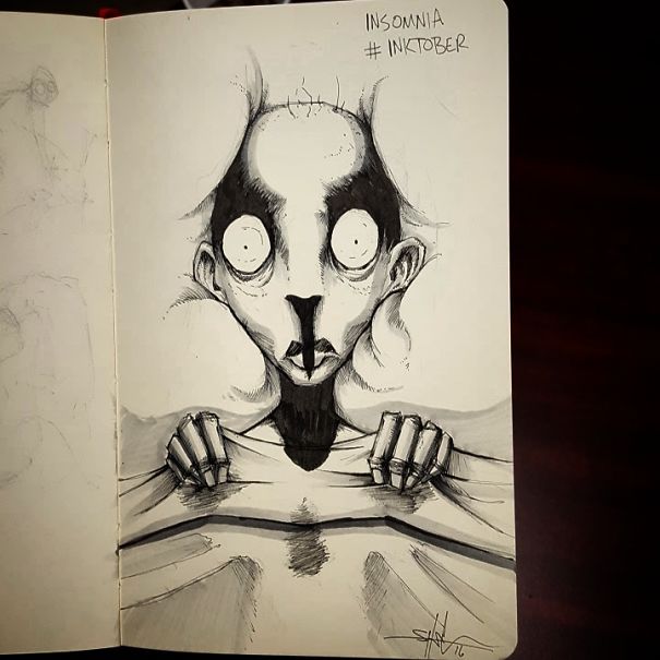Artist Illustrates Mental Illness And Disorders For Inktober