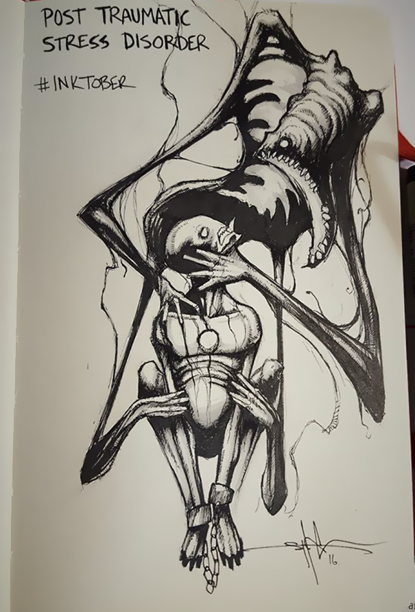 Artist Illustrates Mental Illness And Disorders For Inktober