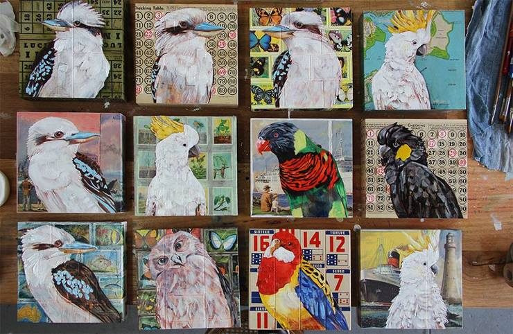 Colorful Oil and Collage Paintings by Jessica Watts