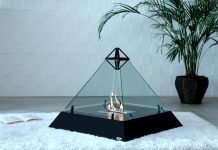 Stylish Pyramid Shaped Fireplace by bioKamino