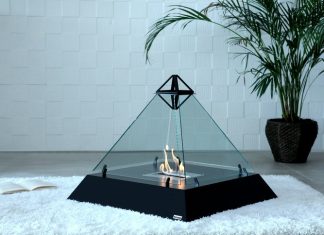 Stylish Pyramid Shaped Fireplace by bioKamino