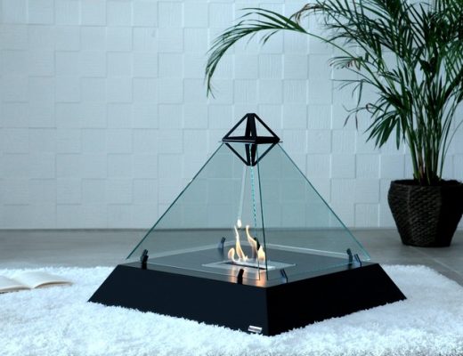 Stylish Pyramid Shaped Fireplace by bioKamino