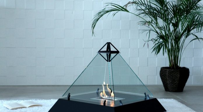 Stylish Pyramid Shaped Fireplace by bioKamino