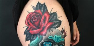 Incredible Sugar Skull Tattoo by Loulou
