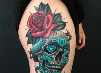 Incredible Sugar Skull Tattoo by Loulou