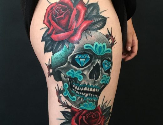 Incredible Sugar Skull Tattoo by Loulou