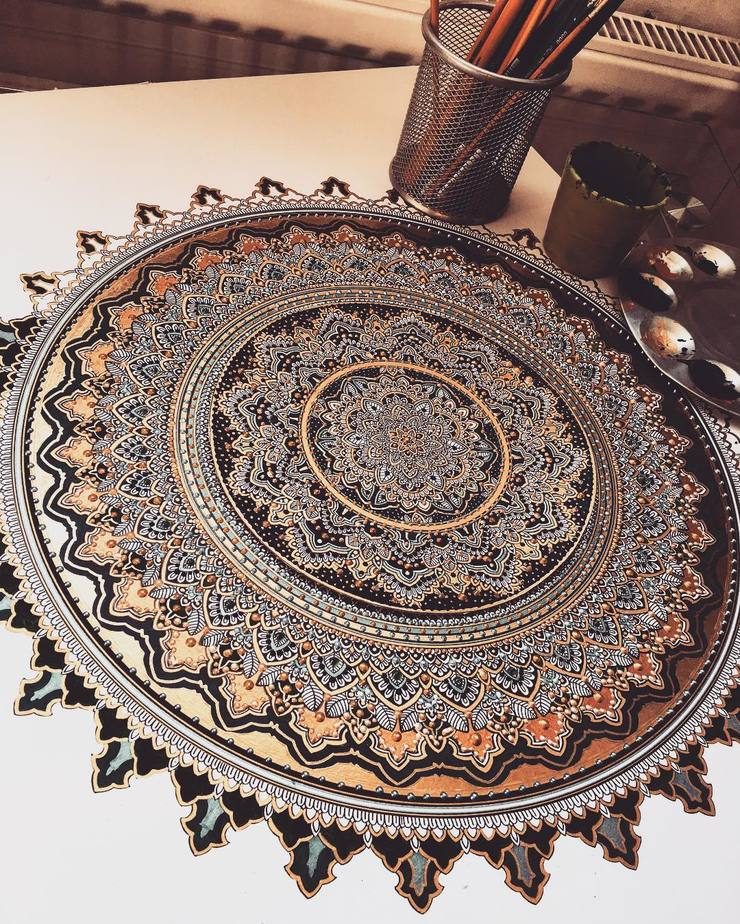 Artist Creates Intricate Mandala Designs Gilded with Gold Leaf