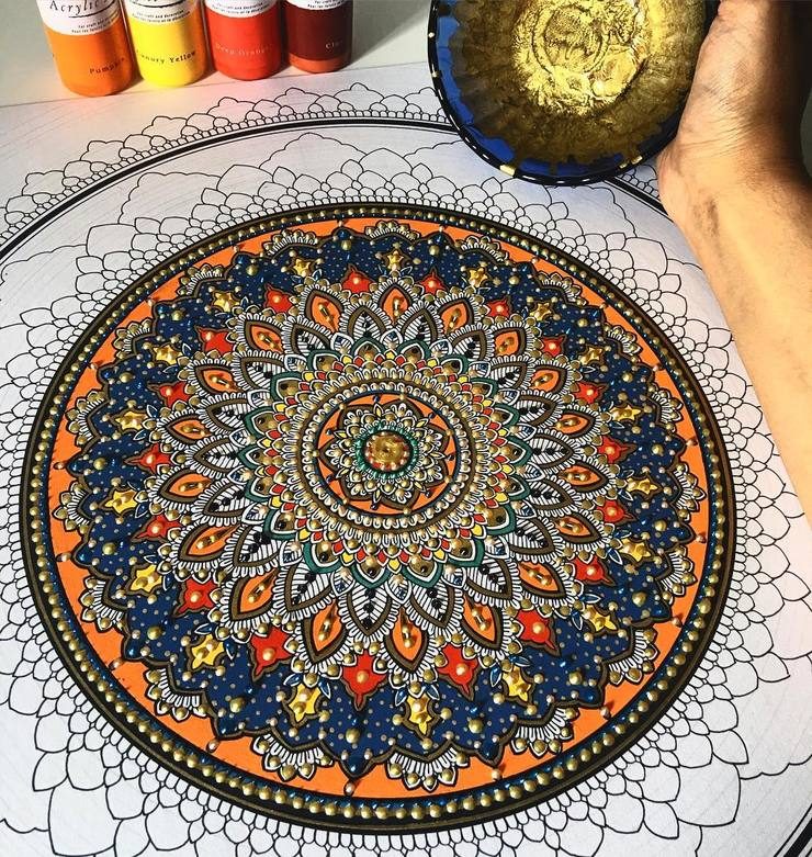 Artist Creates Intricate Mandala Designs Gilded with Gold Leaf
