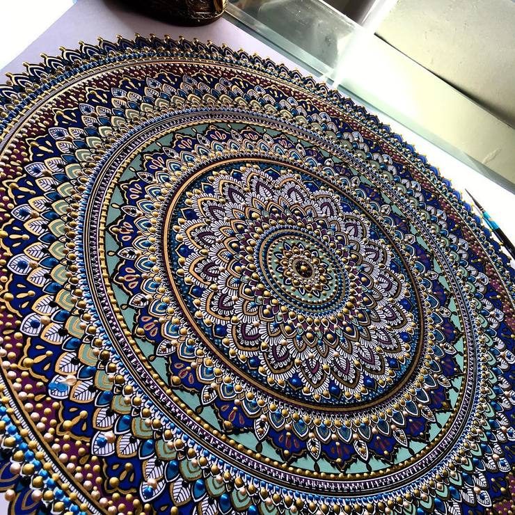 Artist Creates Intricate Mandala Designs Gilded with Gold Leaf