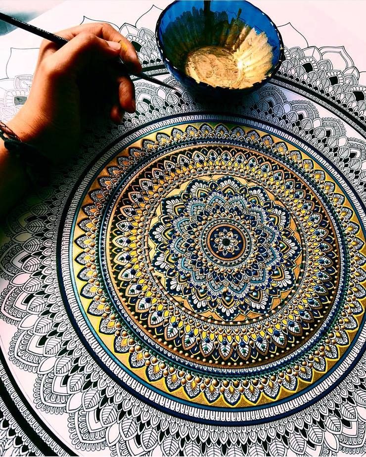 Artist Creates Intricate Mandala Designs Gilded with Gold Leaf