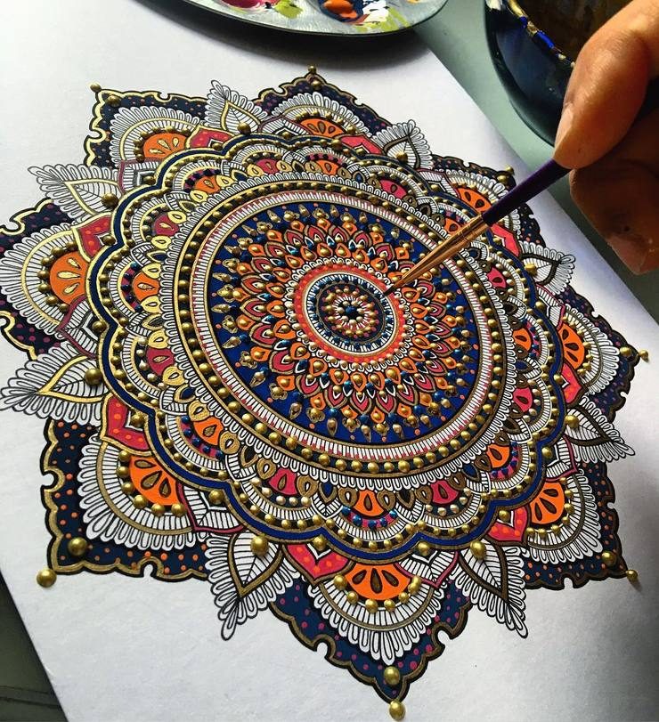 Artist Creates Intricate Mandala Designs Gilded with Gold Leaf