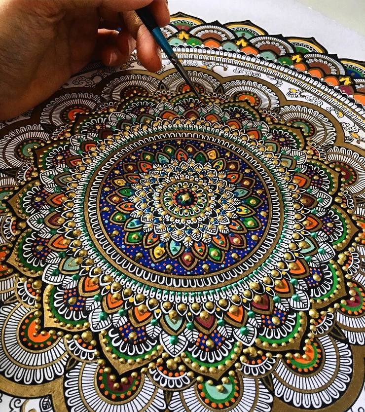 Artist Creates Intricate Mandala Designs Gilded with Gold Leaf