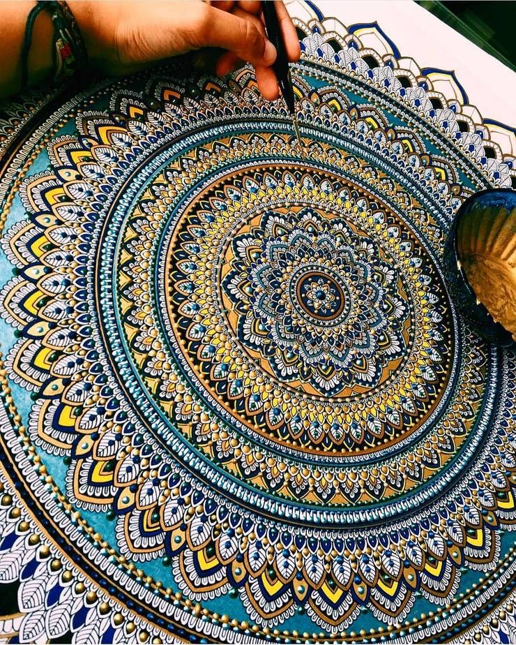Artist Creates Intricate Mandala Designs Gilded with Gold Leaf