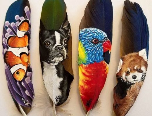 Artist Uses Delicate Feathers As Canvas For Her Realistic Animal Portraits