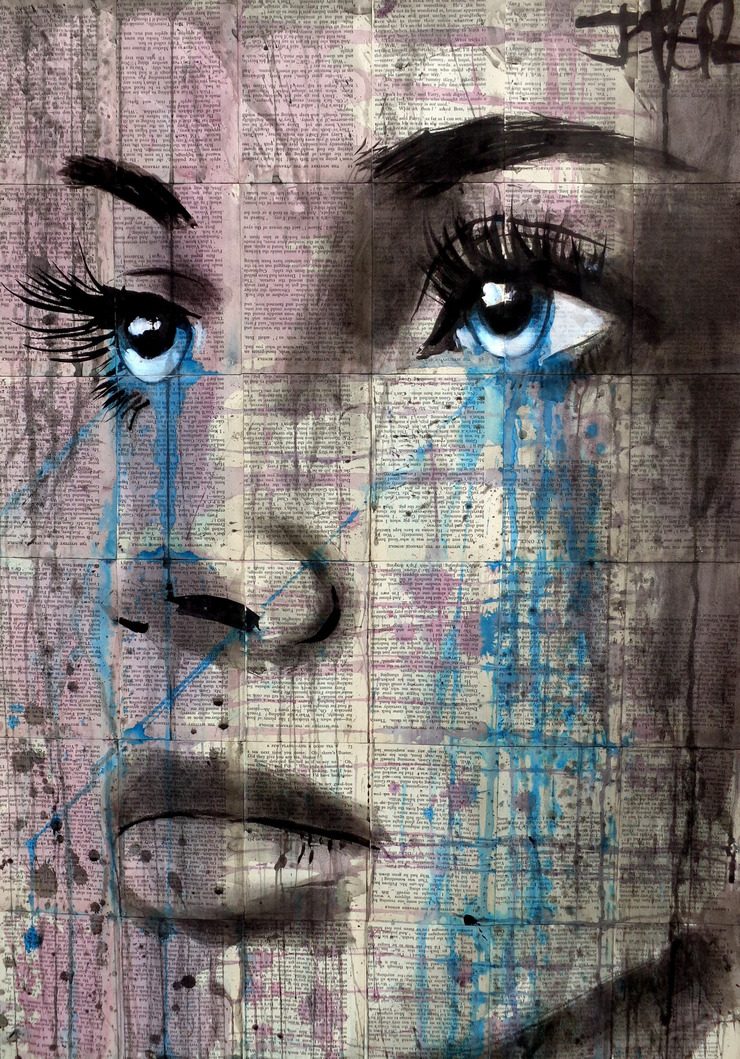 Beautiful Female Portraits on vintage book pages by Loui Jover