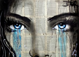Beautiful Female Portraits on vintage book pages by Loui Jover