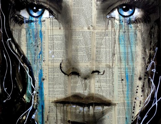 Beautiful Female Portraits on vintage book pages by Loui Jover