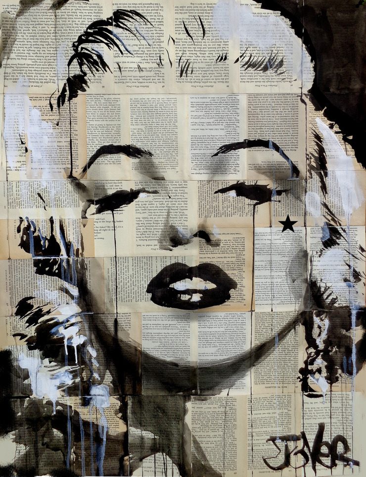 Beautiful Female Portraits on vintage book pages by Loui Jover
