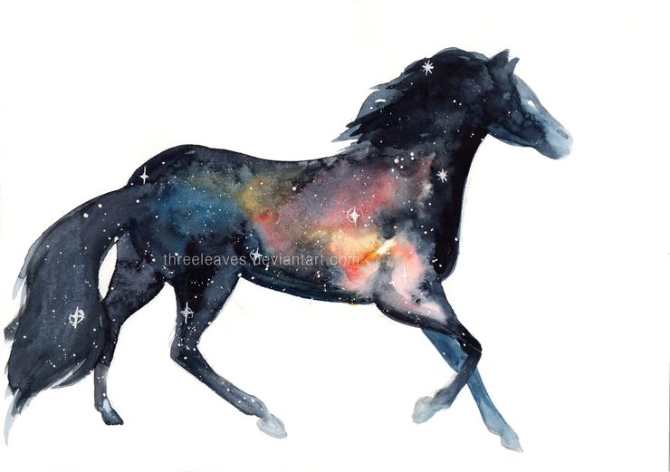 Stunning Watercolor Galaxy Animals by ThreeLeaves