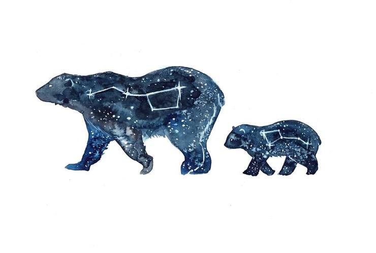 Stunning Watercolor Galaxy Animals by ThreeLeaves