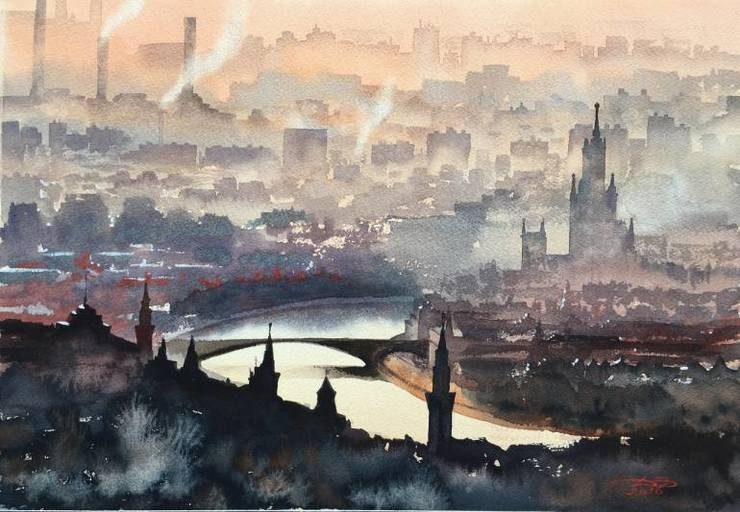 European Cityscape Watercolor Paintings by Igor Dubovoy