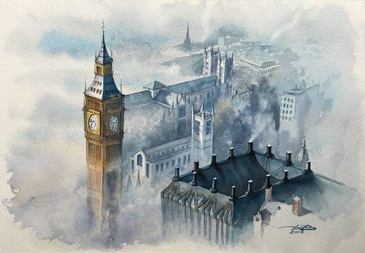 European Cityscape Watercolor Paintings by Igor Dubovoy