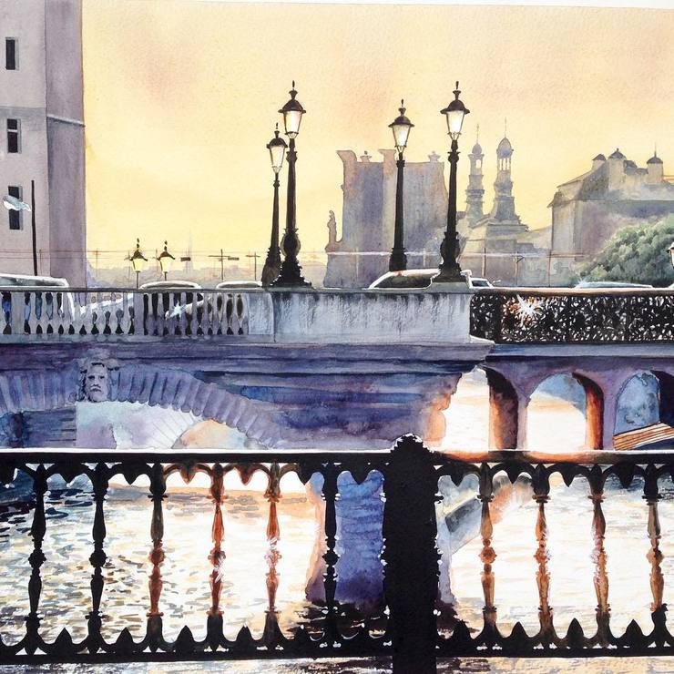 European Cityscape Watercolor Paintings by Igor Dubovoy