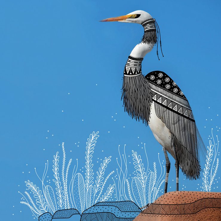 Illustrator doodles tribal costumes over animal photographs